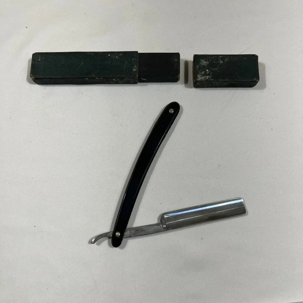 Shumate 296 Straight Razor Mens Black Vintage St Louis USA With Box